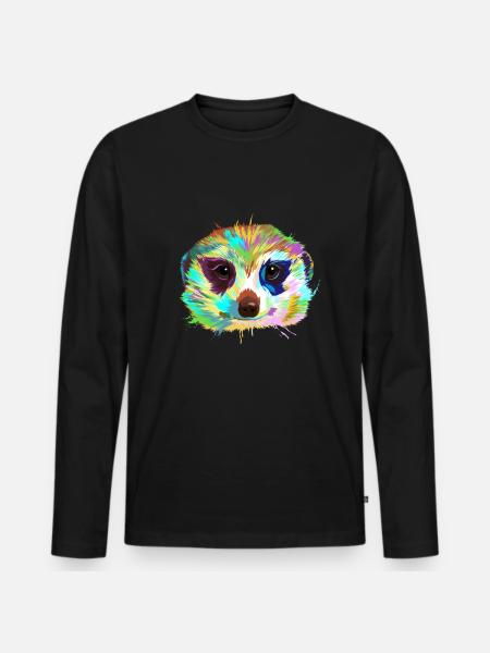 Meerkat Portrait - Men's Premium Organic Long Sleeve Shirt - black