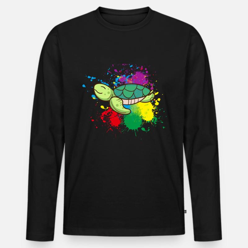 Schildkröte - Männer Premium Bio Langarmshirt - Schwarz
