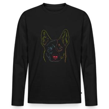 Chien Australien Cattle Dog - T-shirt manches longues Premium bio Homme - noir - Devant - Nico (187cm)