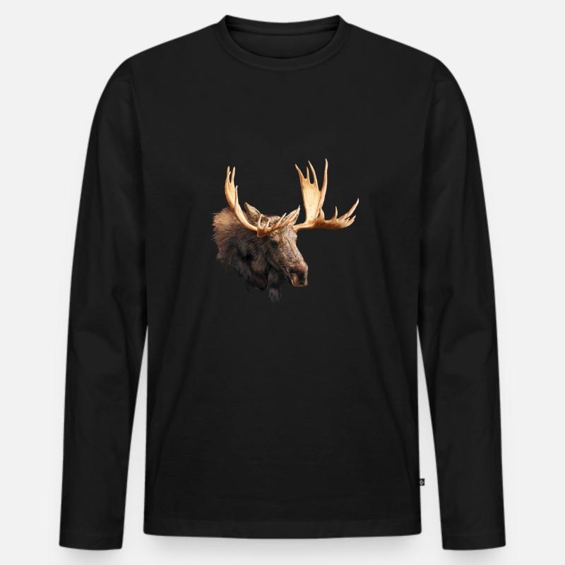 Elch - Männer Premium Bio Langarmshirt - Schwarz