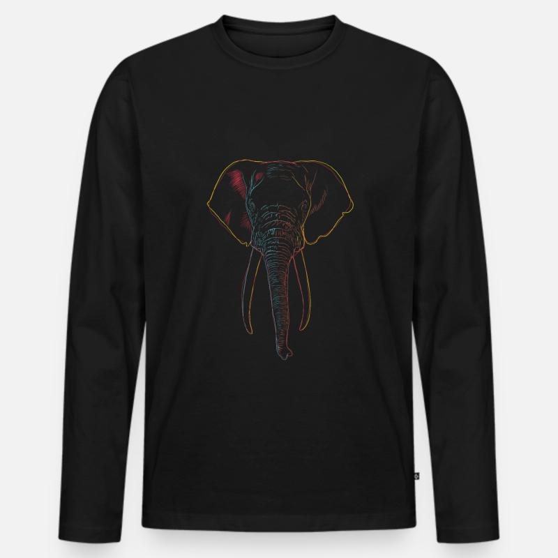 Elefant - Männer Premium Bio Langarmshirt - Schwarz