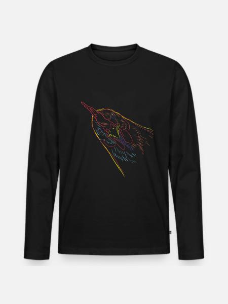 Huhn - Männer Premium Bio Langarmshirt - Schwarz