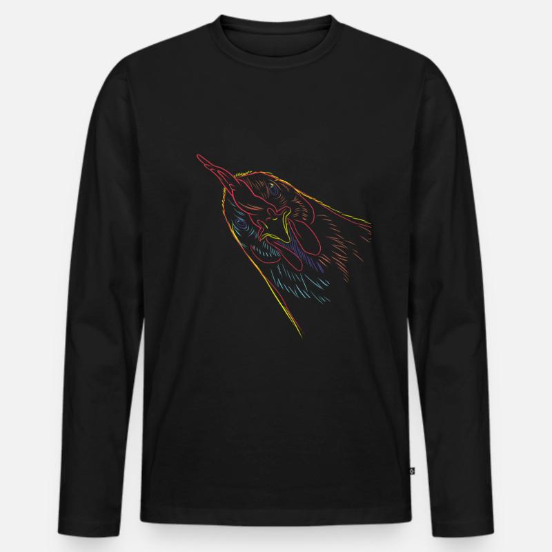 Huhn - Männer Premium Bio Langarmshirt - Schwarz
