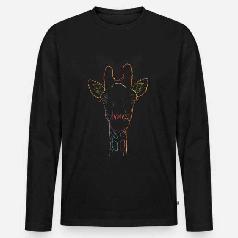 Giraffe - Männer Premium Bio Langarmshirt - Schwarz