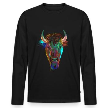 Bison Splash - Men's Premium Organic Long Sleeve Shirt - black - Front - Nico (187cm)