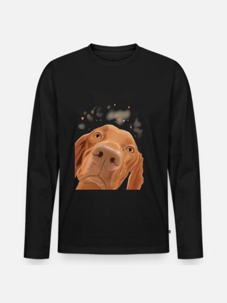 Curious Hungarian Vizsla Dog - Men's Premium Organic Long Sleeve Shirt - black