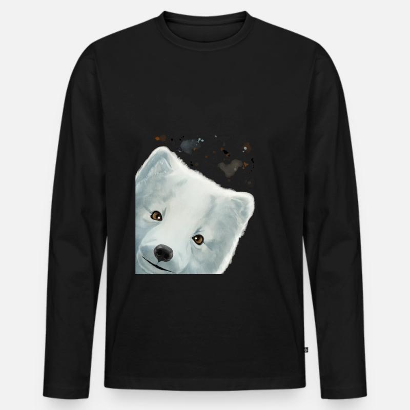 Neugieriger Polarfuchs - Männer Premium Bio Langarmshirt - Schwarz