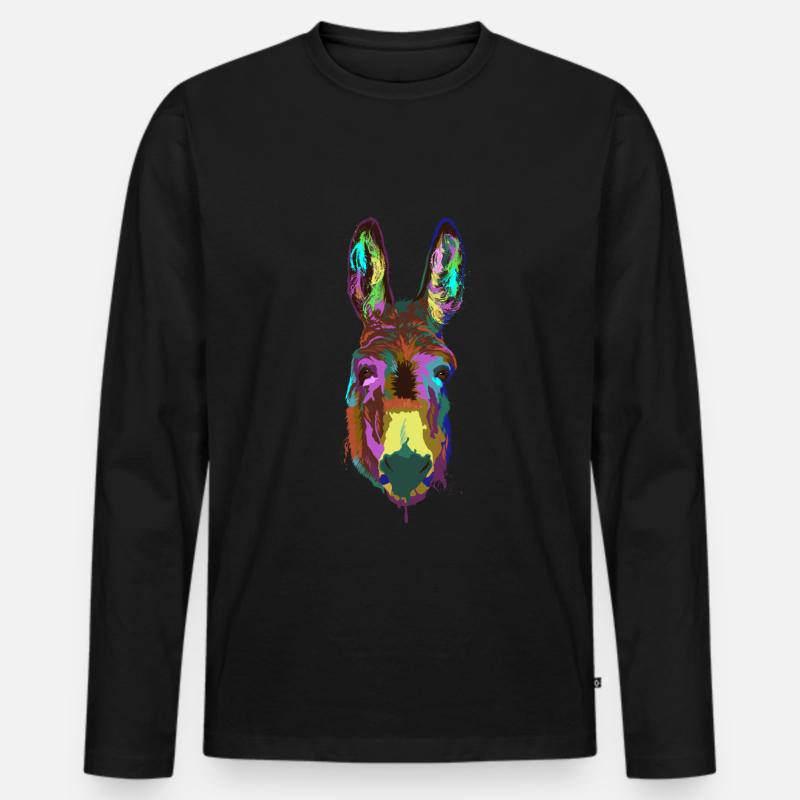 Esel Splash - Männer Premium Bio Langarmshirt - Schwarz