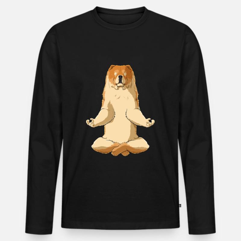 Meditierender Chow Chow Hund - Männer Premium Bio Langarmshirt - Schwarz