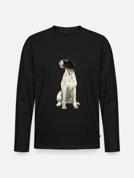 Sitting Cesky Fousek Dog - Men's Premium Organic Long Sleeve Shirt - black