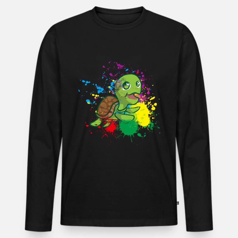 Farbige Schildkröte - Männer Premium Bio Langarmshirt - Schwarz
