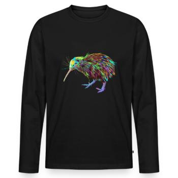 Splash Kiwi Vogel - Männer Premium Bio Langarmshirt - Schwarz - Vorne - Nico (187cm)