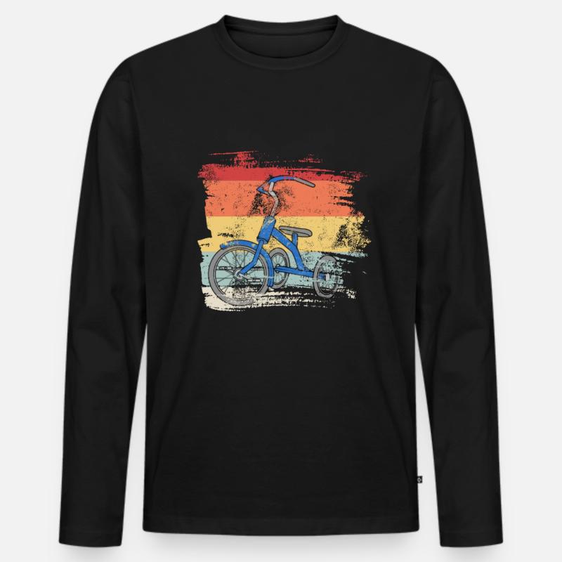 Retro Dreirad - Männer Premium Bio Langarmshirt - Schwarz