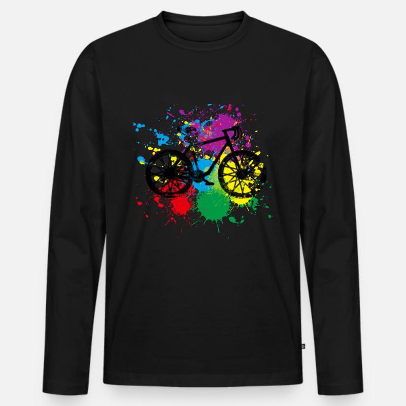 Splash Fahrrad - Männer Premium Bio Langarmshirt - Schwarz