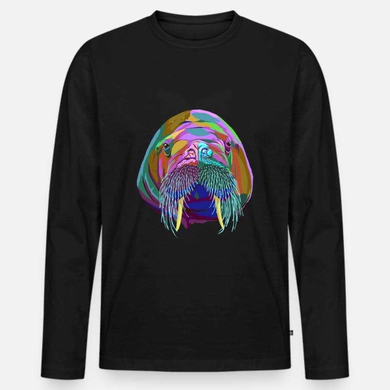 Walross - Männer Premium Bio Langarmshirt - Schwarz