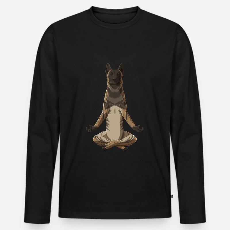 Meditierender Holländischer Schäferhund Hund - Männer Premium Bio Langarmshirt - Schwarz