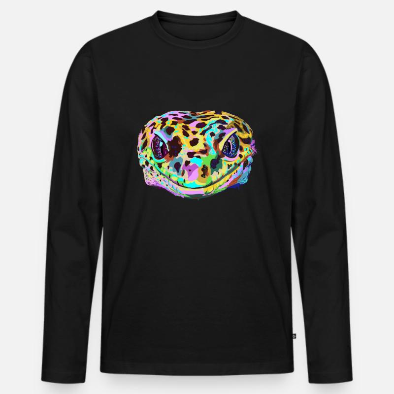 Farbiger Leopard Gecko - Männer Premium Bio Langarmshirt - Schwarz