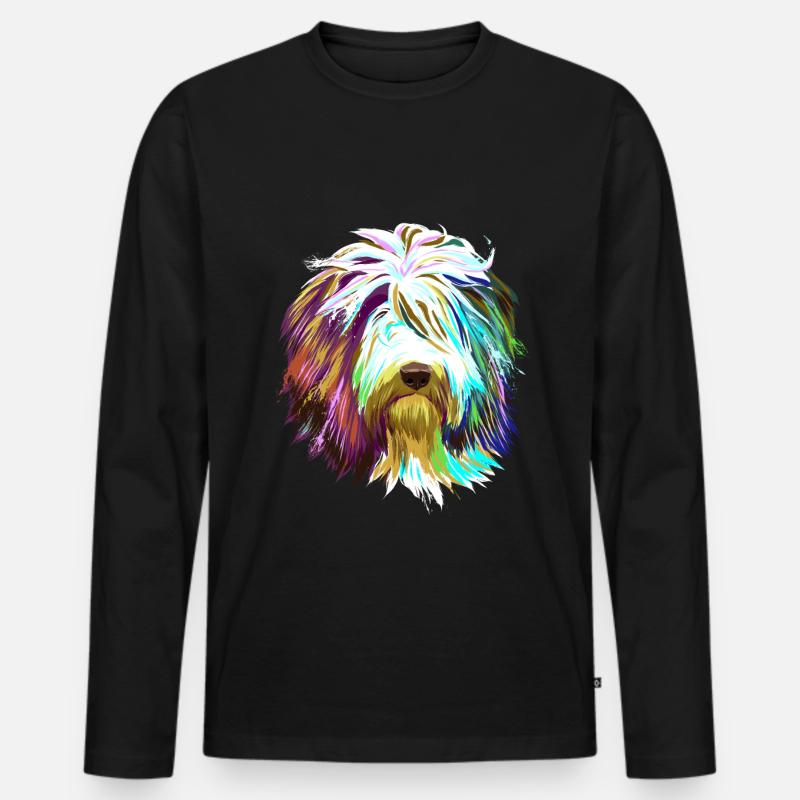 Splash Bearded Collie Hund - Männer Premium Bio Langarmshirt - Schwarz