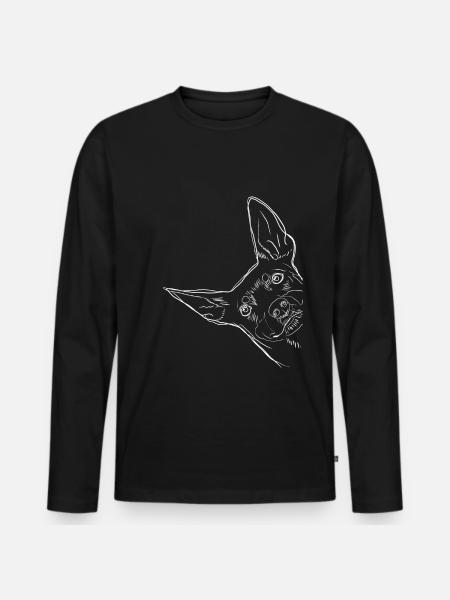 Curious Miniature Pinscher Dog - Men's Premium Organic Long Sleeve Shirt - black