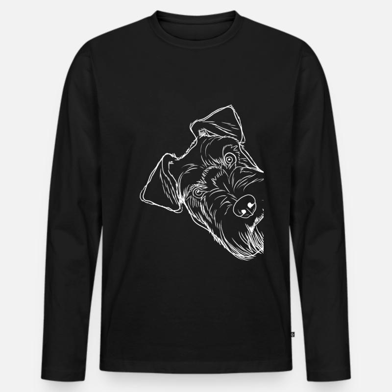 Neugieriger Schnauzer Hund - Männer Premium Bio Langarmshirt - Schwarz