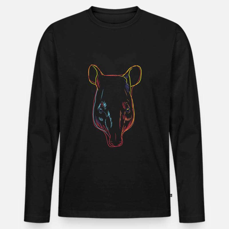Bunte Tapire Geschenkidee - Männer Premium Bio Langarmshirt - Schwarz