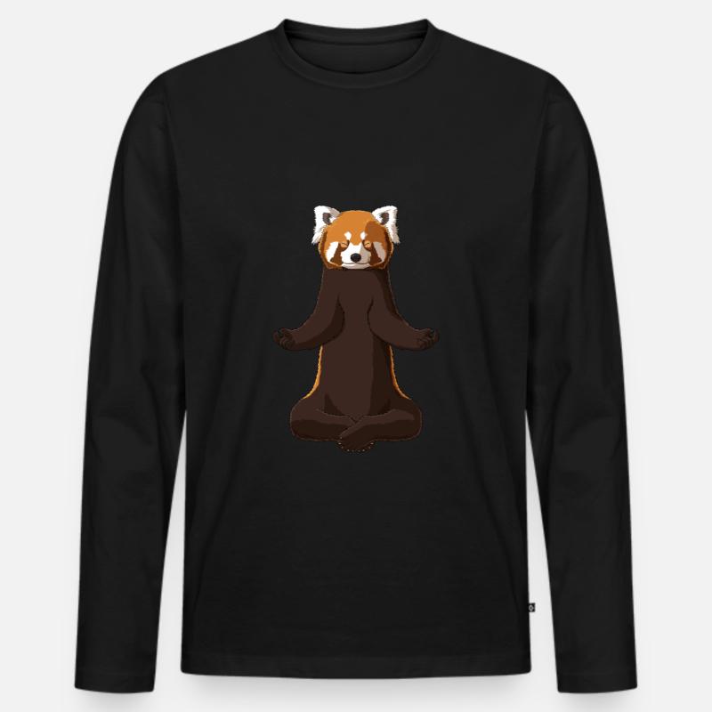 Meditiereder Roter Panda - Männer Premium Bio Langarmshirt - Schwarz