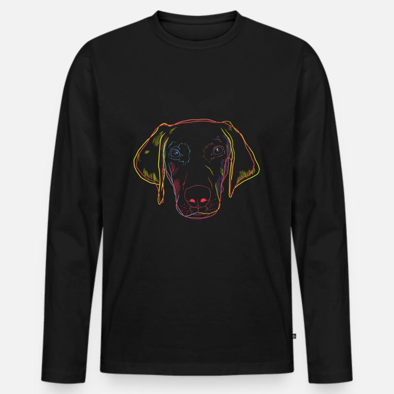 Bunter Weimaraner Hund - Männer Premium Bio Langarmshirt - Schwarz