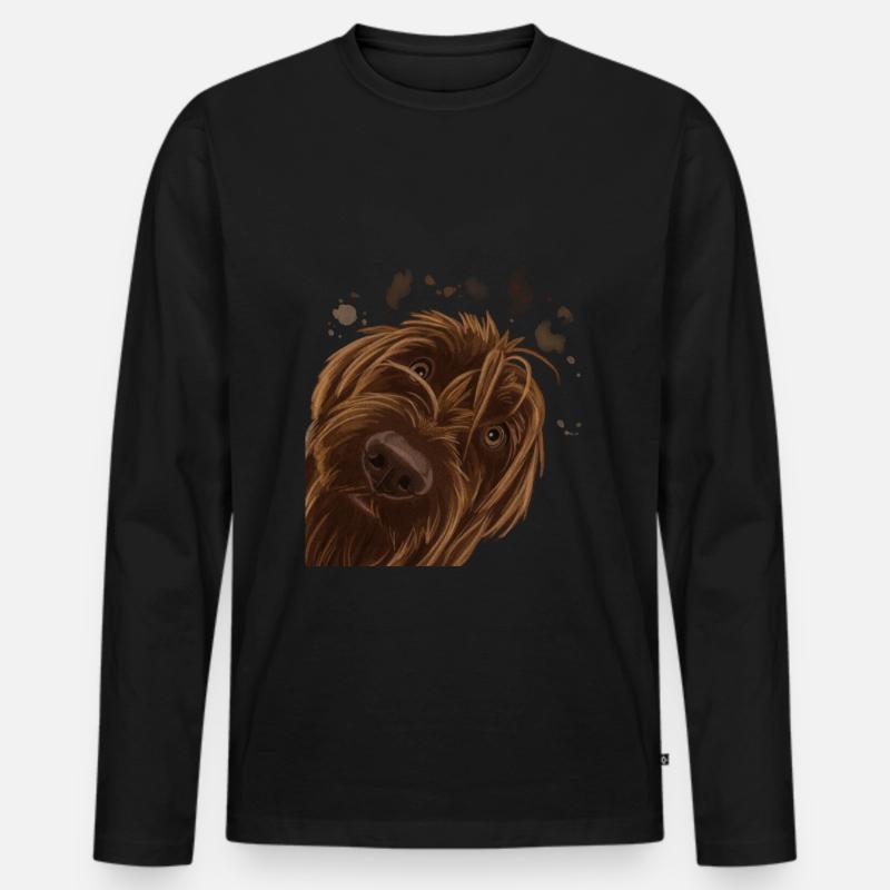 Neugieriger Wirehaired Pointing Griffon Hund - Männer Premium Bio Langarmshirt - Schwarz