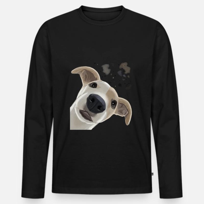 Neugieriger Whippet Hund - Männer Premium Bio Langarmshirt - Schwarz