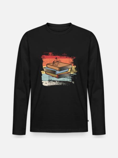 Retro Book - Men's Premium Organic Long Sleeve Shirt - black