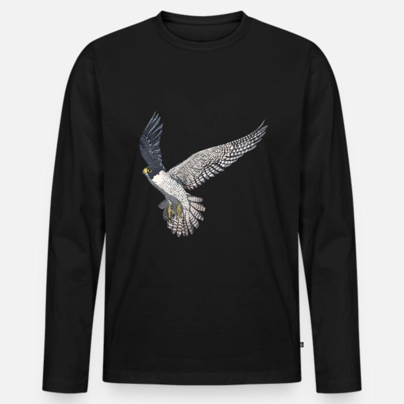 Vogel Fliegender Wanderfalke - Männer Premium Bio Langarmshirt - Schwarz