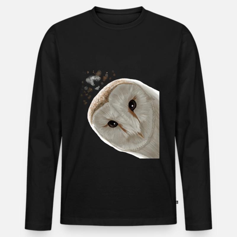 Vogel Eule - Männer Premium Bio Langarmshirt - Schwarz