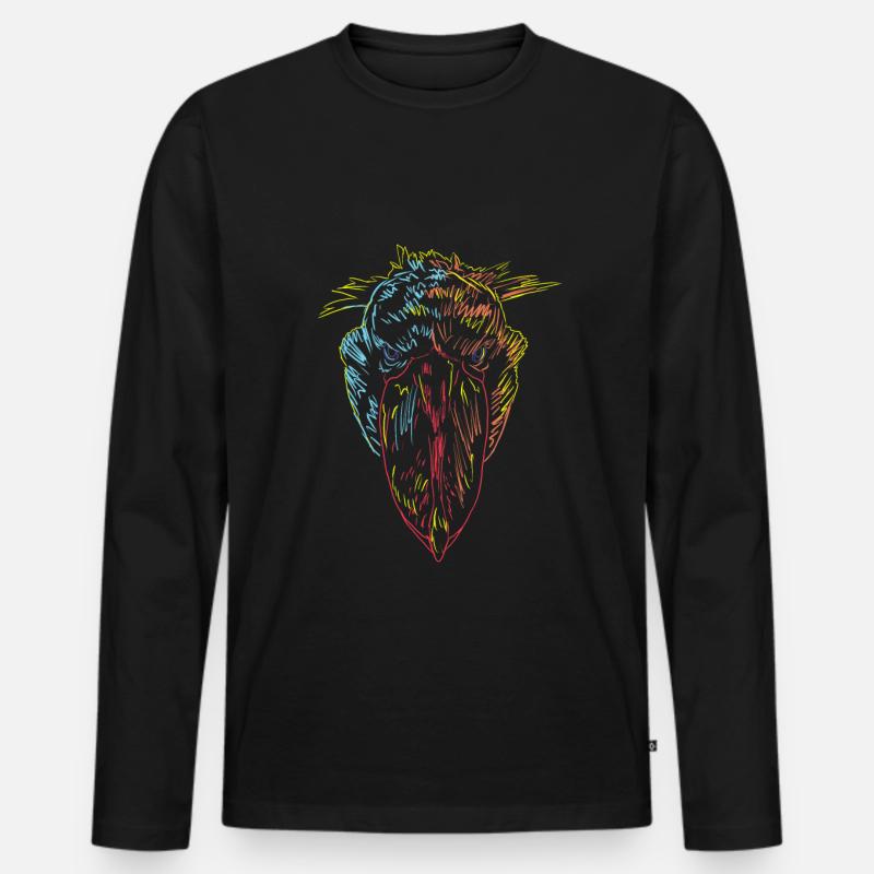 Bunter Vogel Schuhschnabel - Männer Premium Bio Langarmshirt - Schwarz