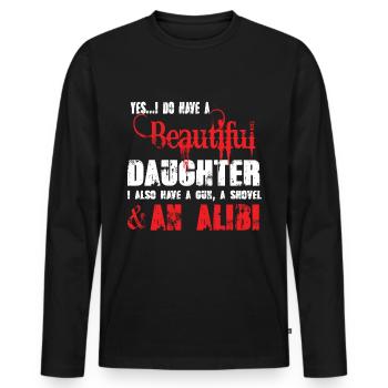 Yes I Do Have A Beautiful Daughter Dad Mom Papa - T-shirt manches longues Premium bio Homme - noir - Devant - Nico (187cm)