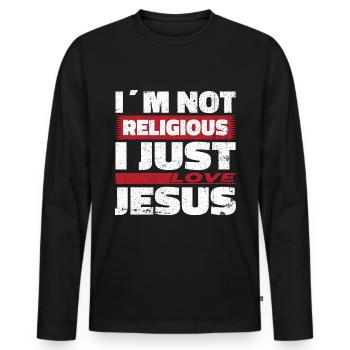 Je ne suis pas religieux, j’aime juste Jésus - chrétien - T-shirt manches longues Premium bio Homme - noir - Devant - Nico (187cm)