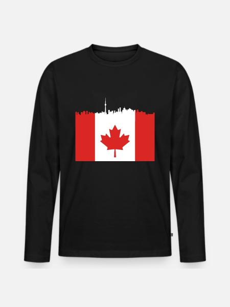 Skyline Maple Leaf Canadian Gift - Men's Premium Organic Long Sleeve Shirt - black