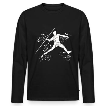 Lancer de javelot Colorsplash Lancer de javelot - T-shirt manches longues Premium bio Homme - noir - Devant - Nico (187cm)
