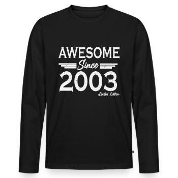 Born 2003 20 years birthday - Men's Premium Organic Long Sleeve Shirt - black - Front - Nico (187cm)