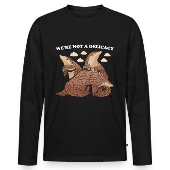 We're Not A Delicacy Pangolin - Men's Premium Organic Long Sleeve Shirt - black - Front - Nico (187cm)