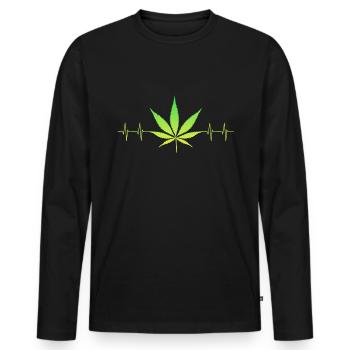 Kiffen Kiffer Herzschlag Joint Weed Marihuana - Männer Premium Bio Langarmshirt - Schwarz - Vorne - Nico (187cm)