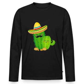 Cactus-Mexiko Shirt - Männer Premium Bio Langarmshirt - Schwarz - Vorne - Nico (187cm)