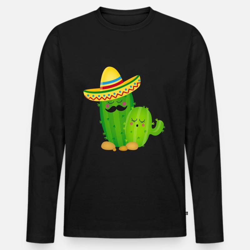 Cactus-Mexiko Shirt - Männer Premium Bio Langarmshirt - Schwarz