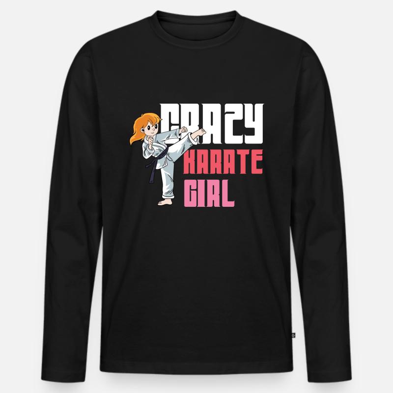 Verrücktes Karate Mädchen Kampfkunststudent Gesche - Männer Premium Bio Langarmshirt - Schwarz