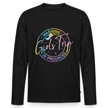 Warnung Girls Trip Im Gange - Männer Premium Bio Langarmshirt - Schwarz - Vorne - Nico (187cm)