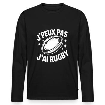 I Can't, I Have Rugby – Humorvolles T-Shirt - Männer Premium Bio Langarmshirt - Schwarz - Vorne - Nico (187cm)