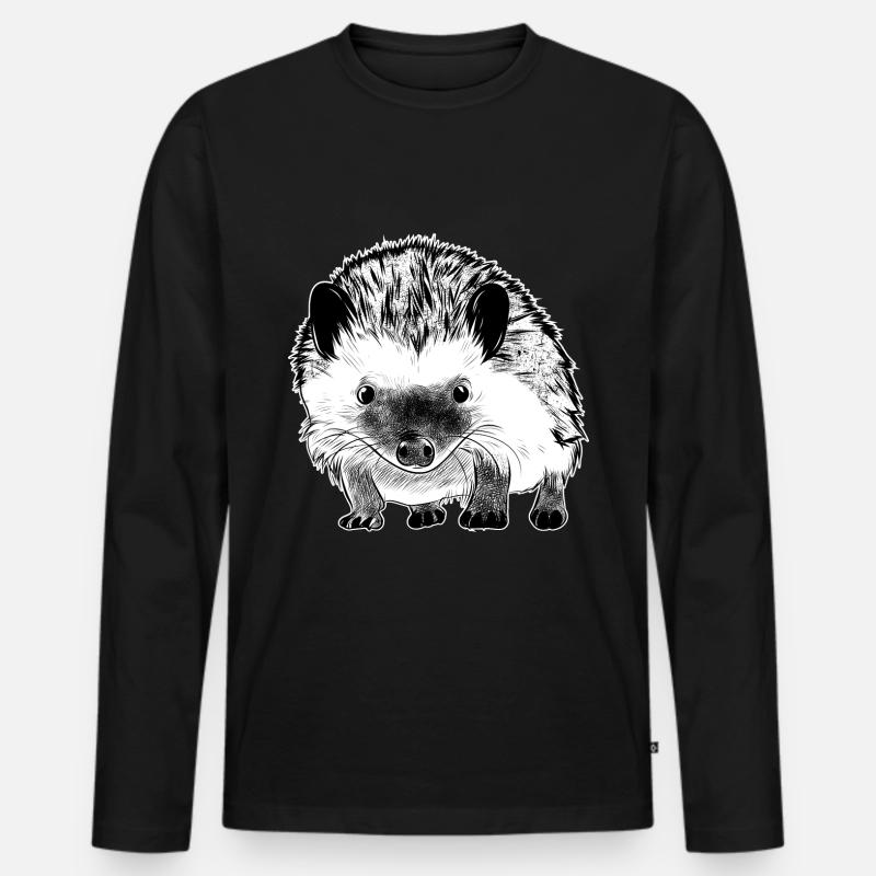 Igel Waldtier - Männer Premium Bio Langarmshirt - Schwarz