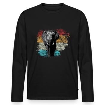 Elephant vintage - Men's Premium Organic Long Sleeve Shirt - black - Front - Nico (187cm)