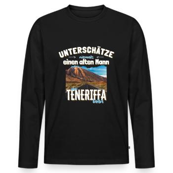 Teneriffa Teide alter Mann - Männer Premium Bio Langarmshirt - Schwarz - Vorne - Nico (187cm)