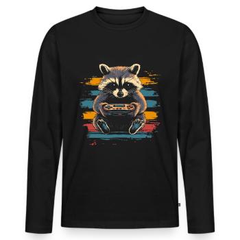Raccoon Gaming Video Games Gamer - Men's Premium Organic Long Sleeve Shirt - black - Front - Nico (187cm)