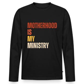 La maternité est mon ministère - T-shirt manches longues Premium bio Homme - noir - Devant - Nico (187cm)